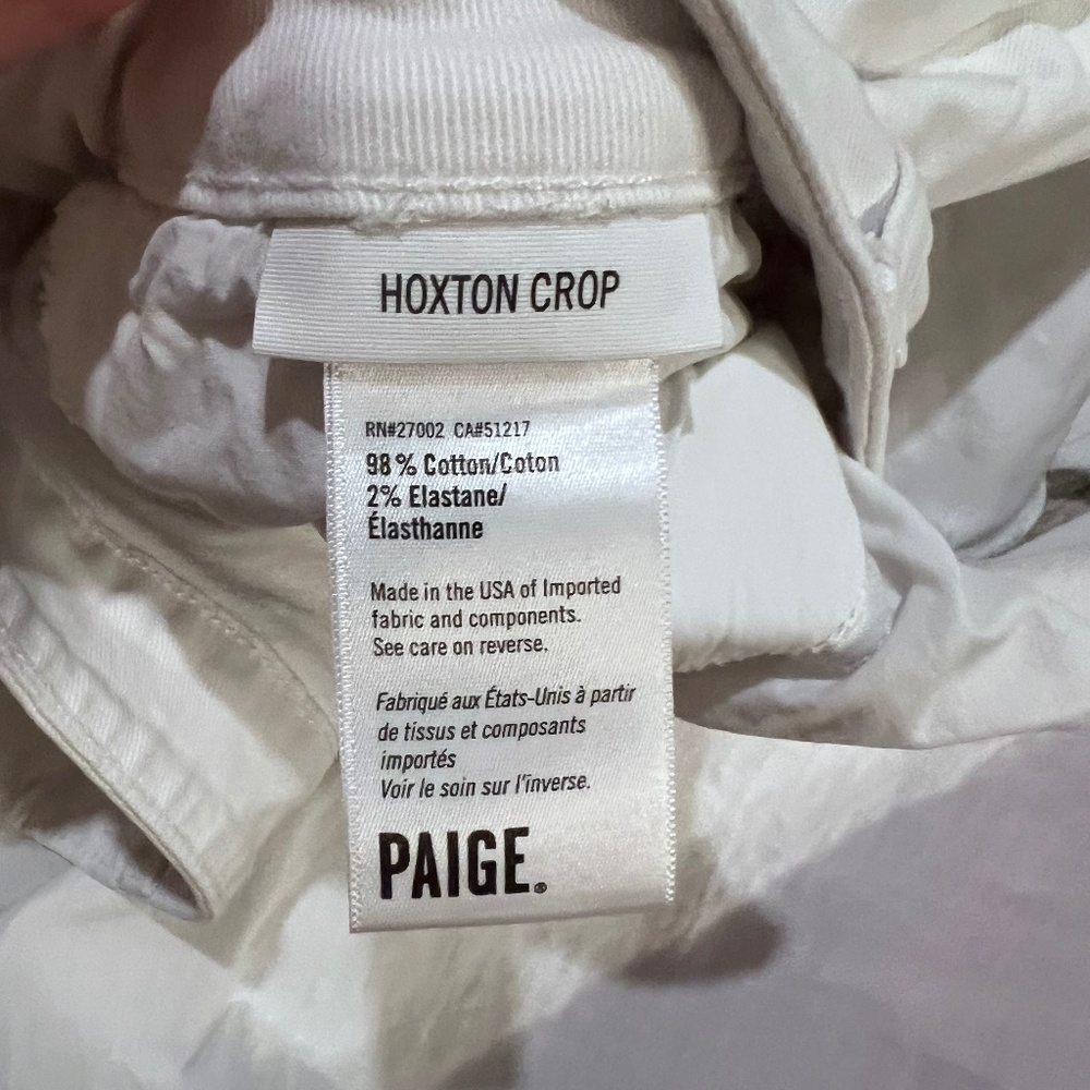 Paige Hoxton Crop White Distressed Jeans Size 31 (size 12) - Picture 5 of 5